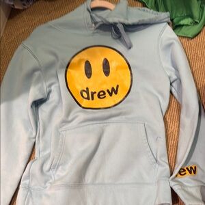 DREW Light Blue Hoodie with Yellow Smiley